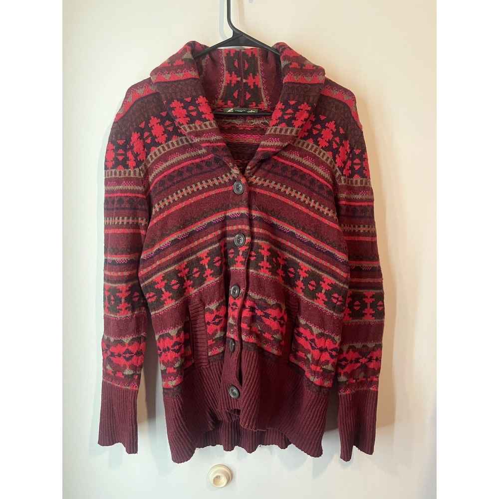 Vintage Eddie Bauer Cardigan Sz S Shawl Collar Sweater Cotton Merino Wool Blend